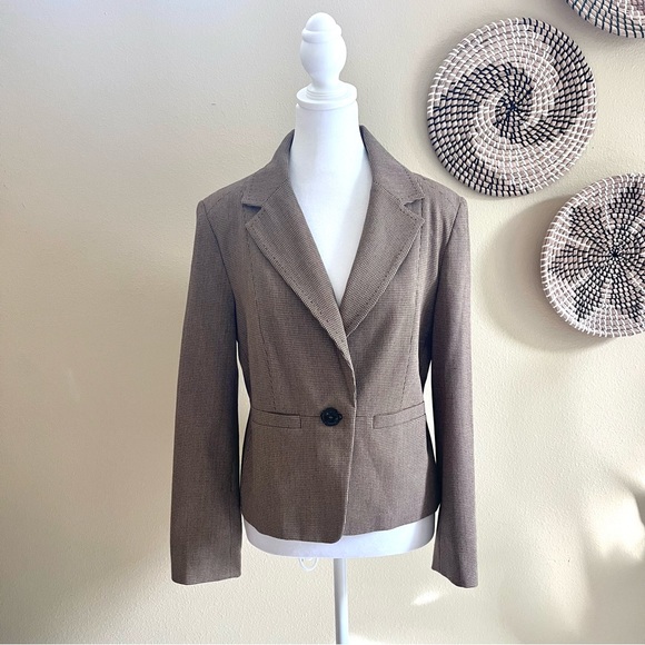 Rafaella Studio Vintage Petite Brown Houndstooth Blazer Suit Jacket - Picture 1 of 10